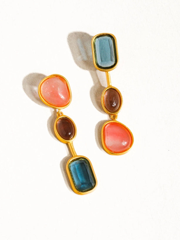 Delia 18K Gold Vintage Mismatch Drop Earring