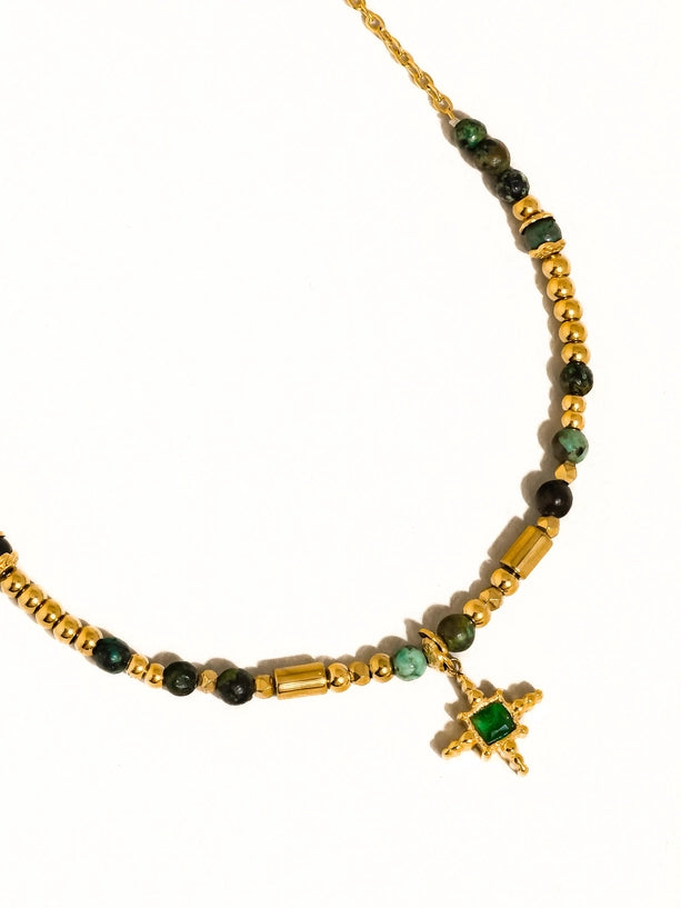 Irie 18K Non-Tarnish Beaded Green Gemstones Necklace
