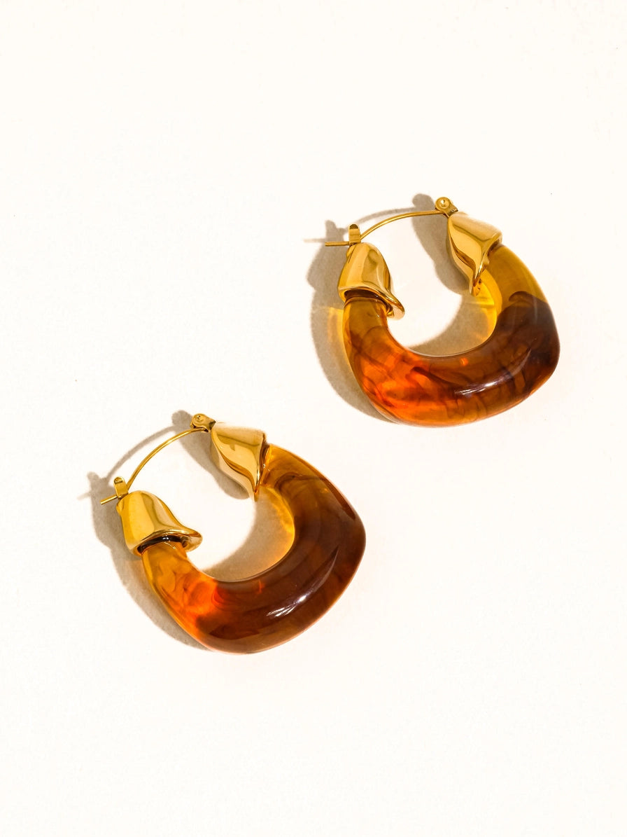 Arlowe 18K Gold Non-Tarnish Resin Hoop Earrings | 2 Colors