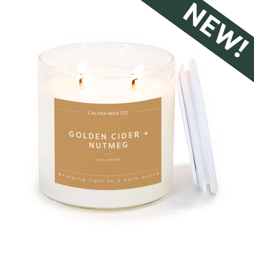 Golden Cider + Nutmeg - Clear Glass Tumbler Soy Candle