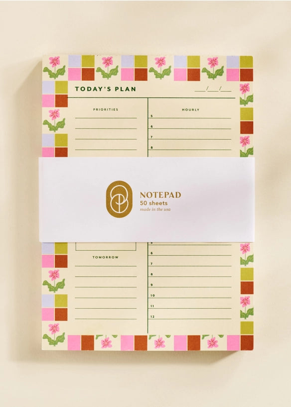 Checkered Flower Daily Planner Notepad