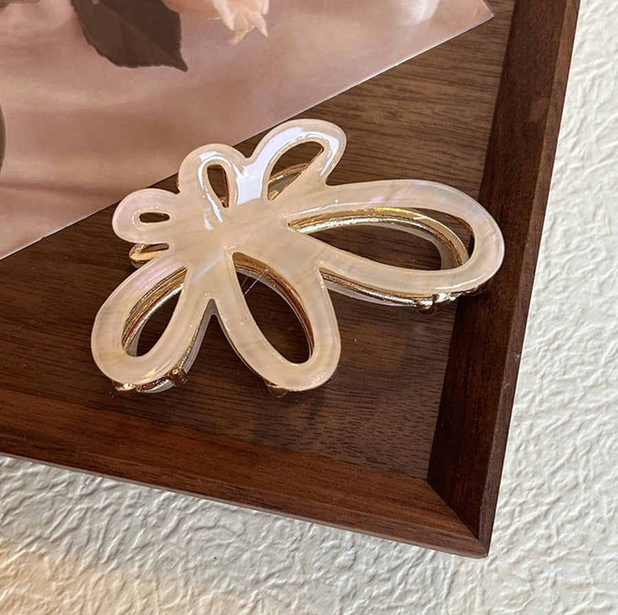 Assorted Marbled Gold Floral Hair Claw