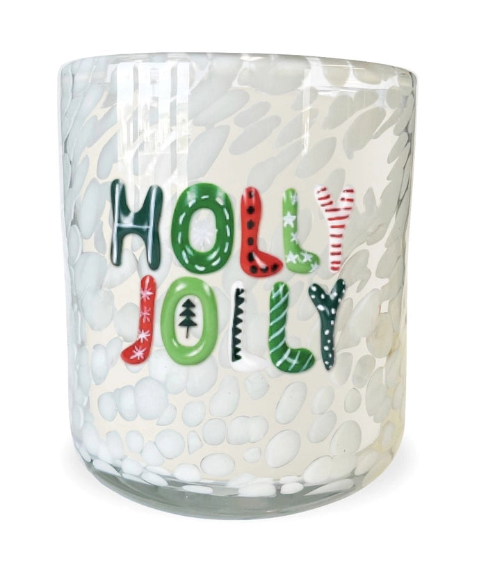 Holly Jolly Holiday Confetti Hand Painted Icon Candle