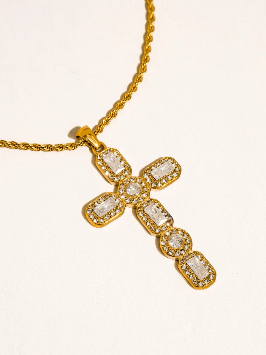 Belrose 18K Gold Non-Tarnish Cross Necklace