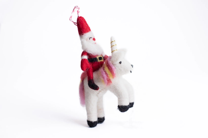 Felt Santa Unicorn Ornament