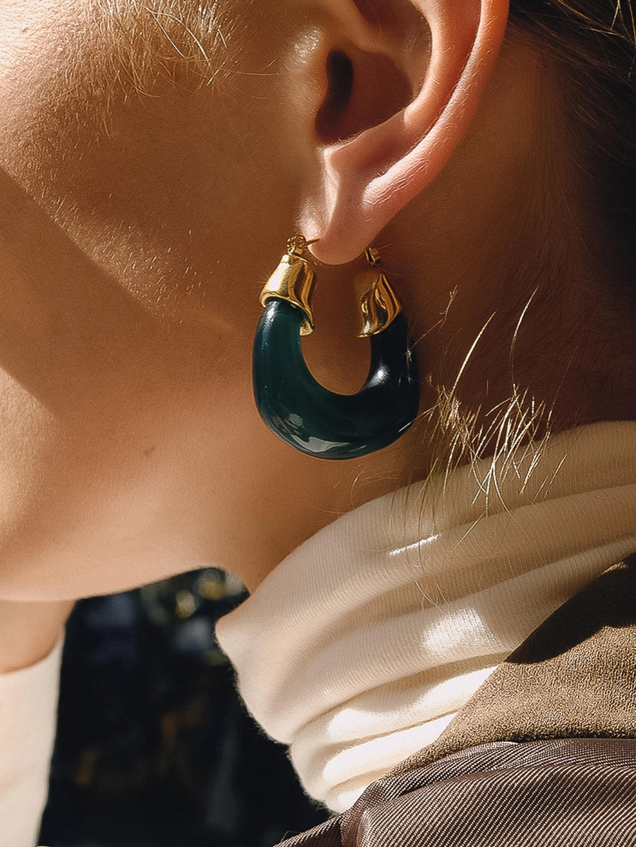 Arlowe 18K Gold Non-Tarnish Resin Hoop Earrings | 2 Colors