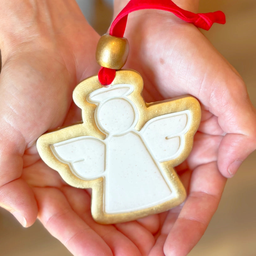 Angel Ornament Gold Ribbon