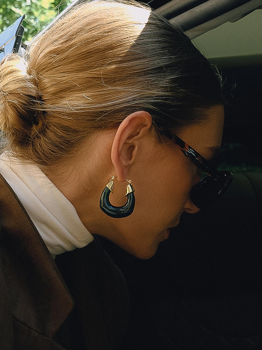 Arlowe 18K Gold Non-Tarnish Resin Hoop Earrings | 2 Colors