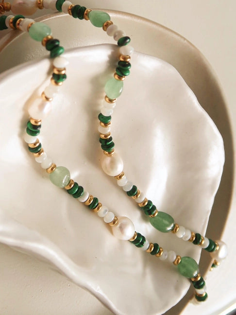 18K Non Tarnish Bohemian Bead Necklace | 2 Colors
