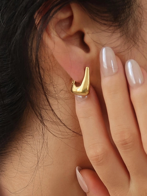 Prisme 18K Gold Non-Tarnish Textured Hoop Earrings