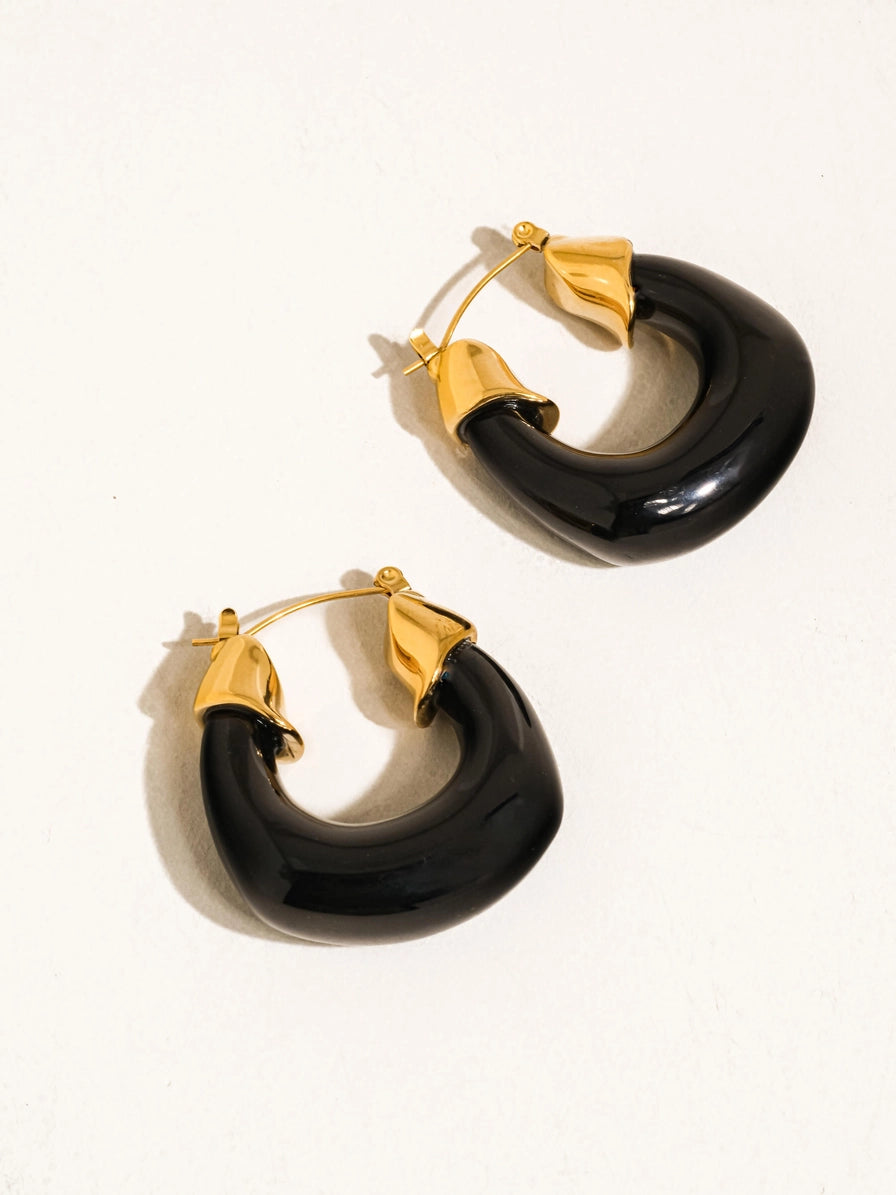 Arlowe 18K Gold Non-Tarnish Resin Hoop Earrings | 2 Colors