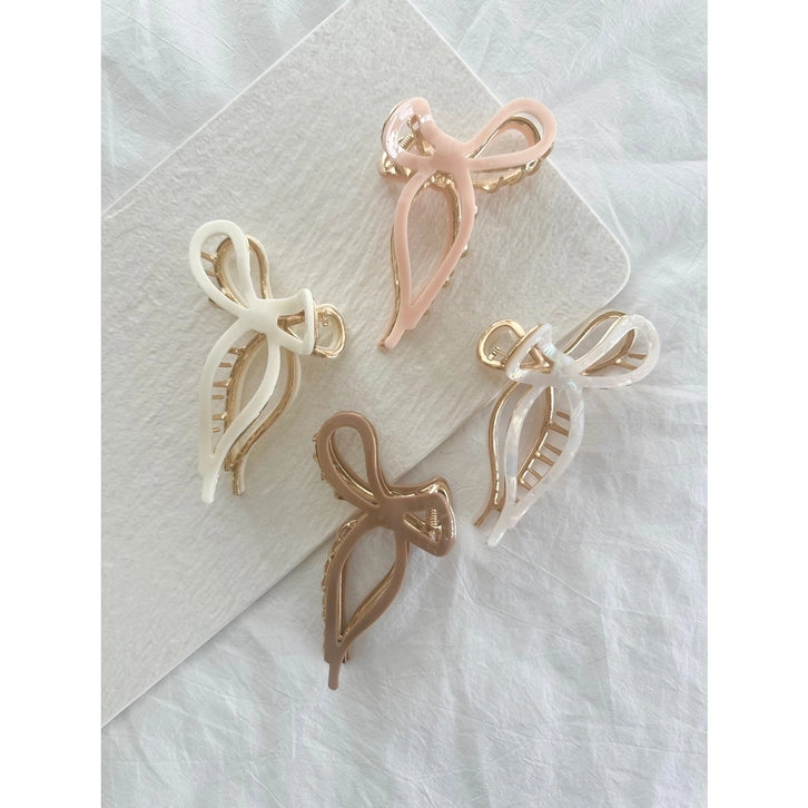 Bow Shaped Acetate and Metalltic Hair Clip | Assorted