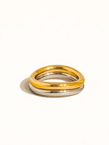 Andrée 18K Gold Non-Tarnish Double Two Tone Ring