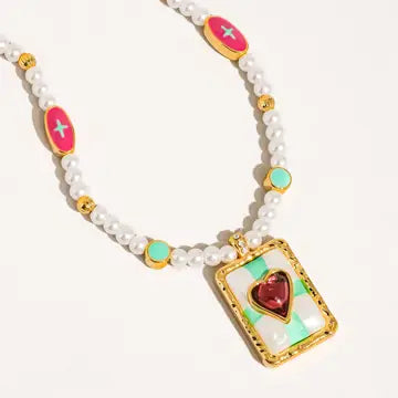 Clementine 18K Gold Vintage Pearl Heart Necklace