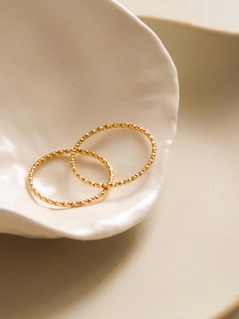 18K Non-Tarnish Minimalist Thin Textured Ring