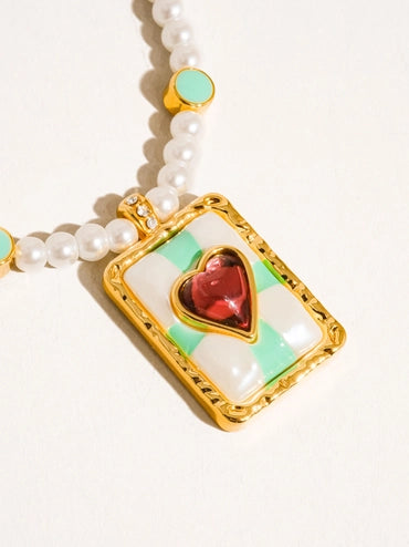 Clementine 18K Gold Vintage Pearl Heart Necklace