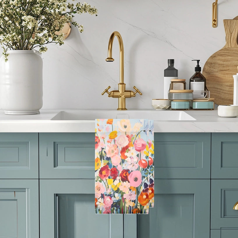 Flowers Bouquet Kitchen | Recycle Microfiber Waffle Tea Towel