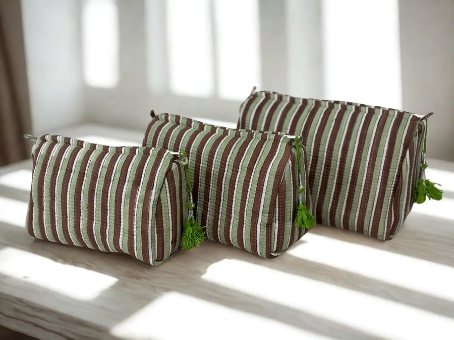 Block Print Toiletry Travel Bag | Multiple Sizes