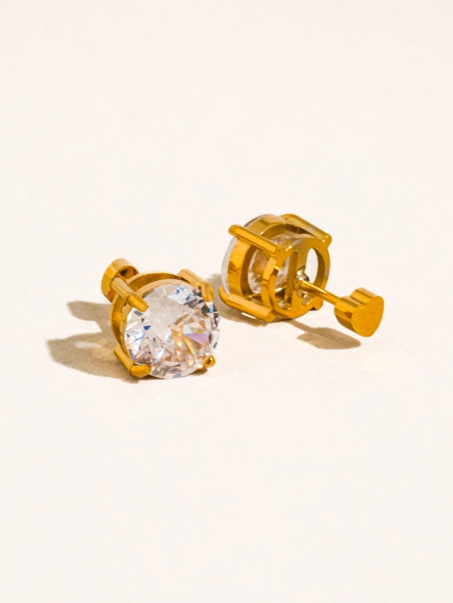 Avenn 18K Gold Non-Tarnish Round Flat Back Earrings