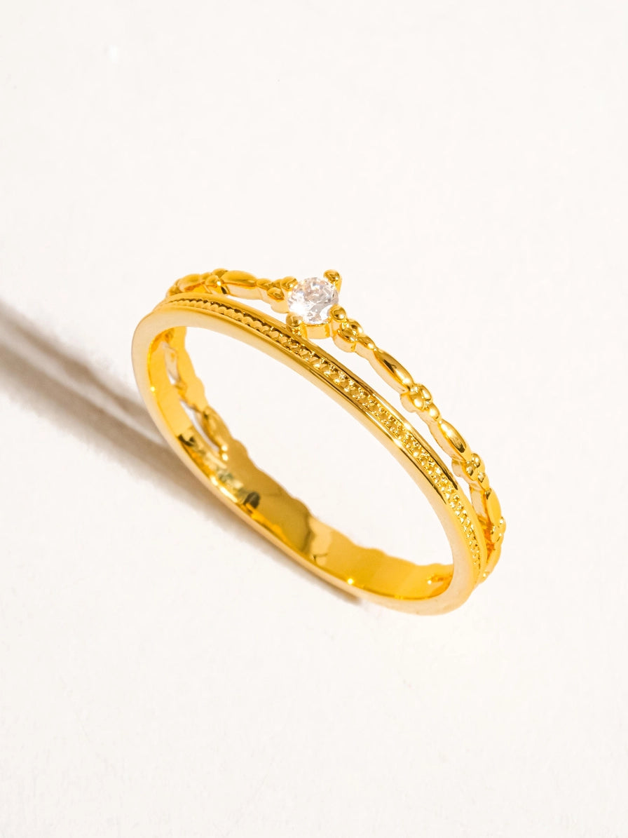 Belen 18K Gold Thin Layered Ring | Size 6