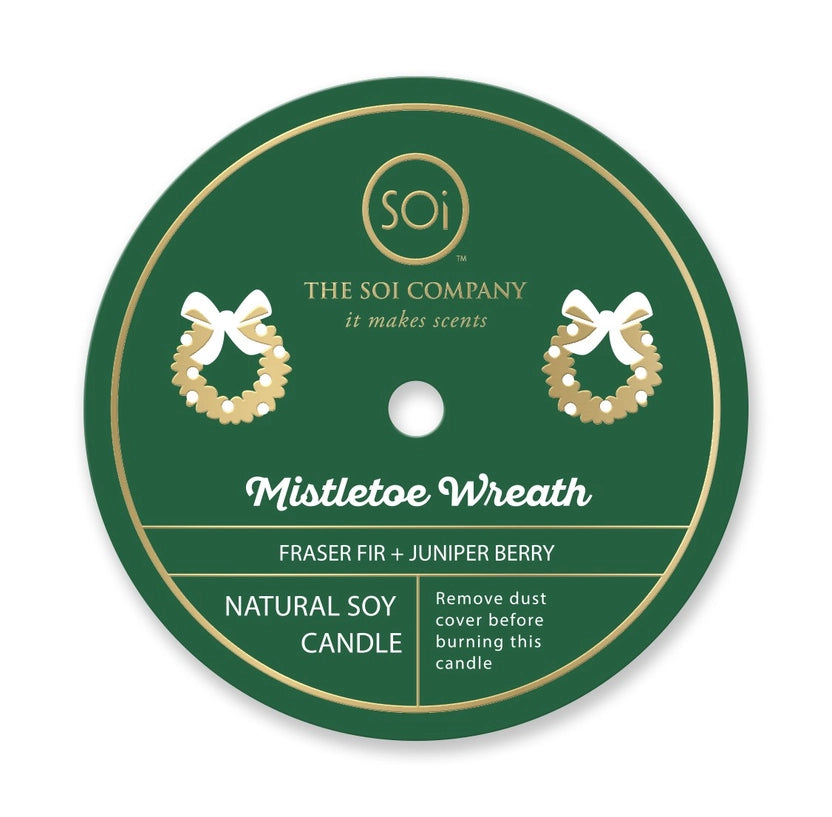 Mistletoe Wreath Holiday Confetti Icon Candle
