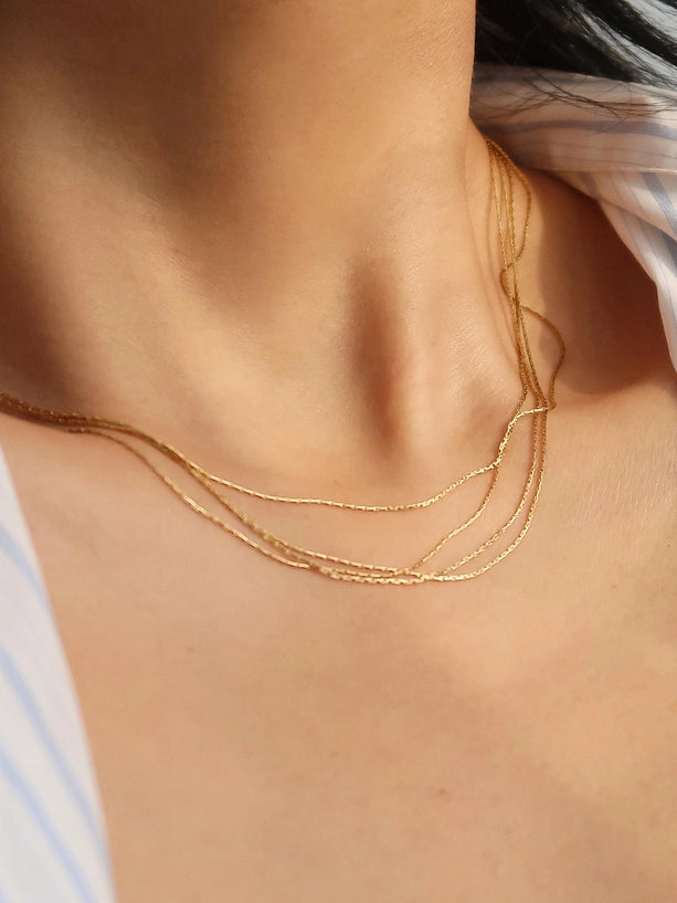 Palisse 18K Gold Non-Tarnish Layered Dainty Chain Necklace