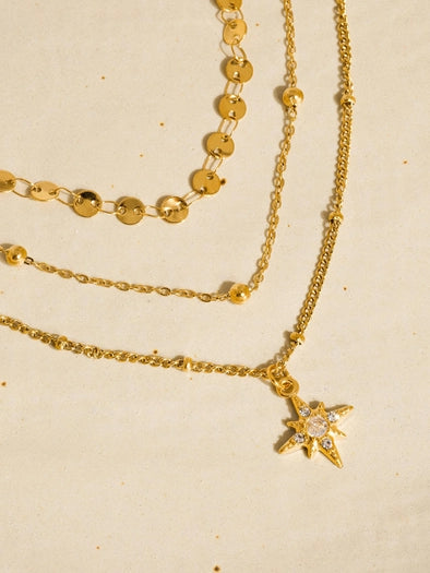 Pascal 18K Non-Tarnish Layered Star Necklace