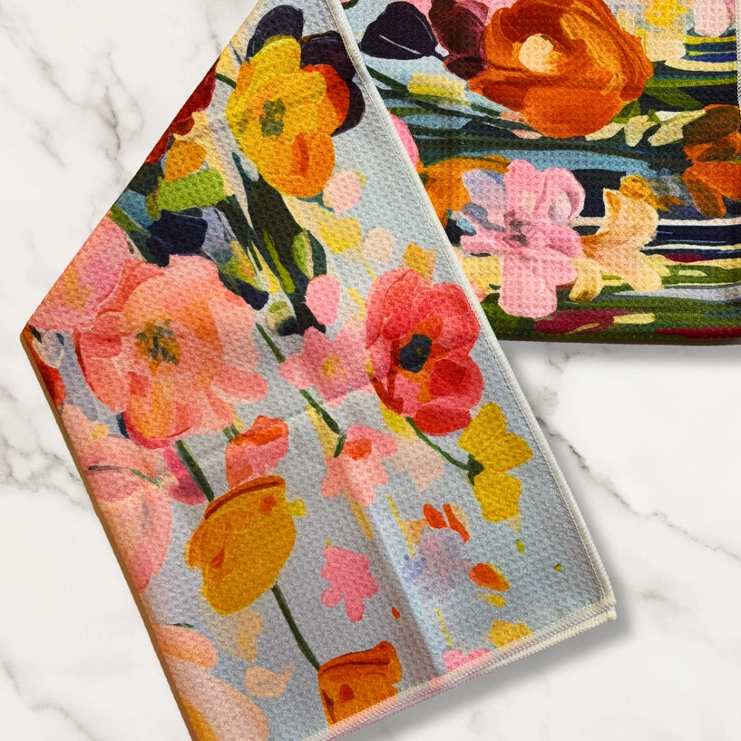 Flowers Bouquet Kitchen | Recycle Microfiber Waffle Tea Towel