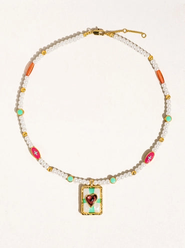 Clementine 18K Gold Vintage Pearl Heart Necklace