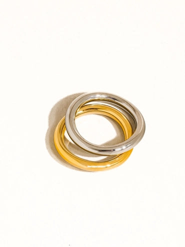 Andrée 18K Gold Non-Tarnish Double Two Tone Ring