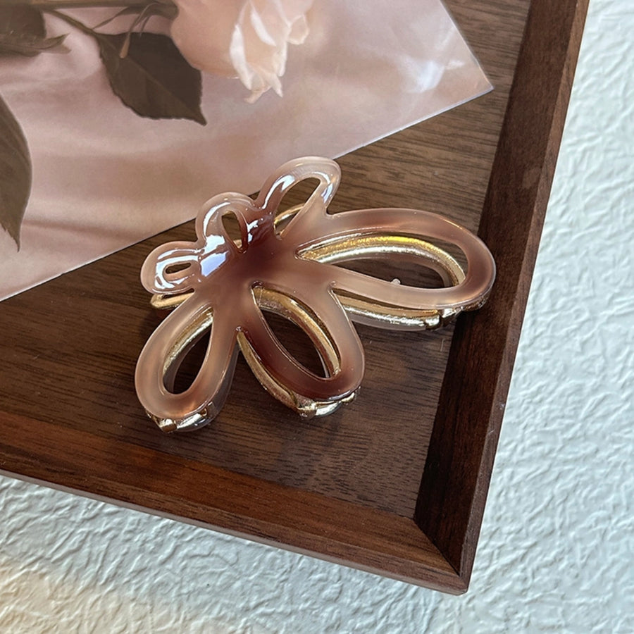 Assorted Marbled Gold Floral Hair Claw