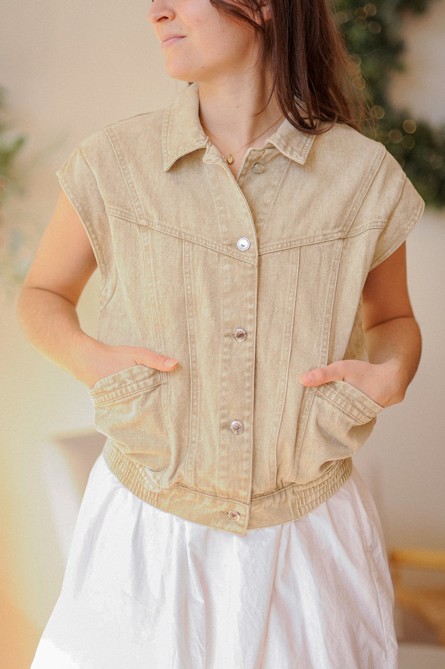 Elan Tan Denim Vest (retails 128)