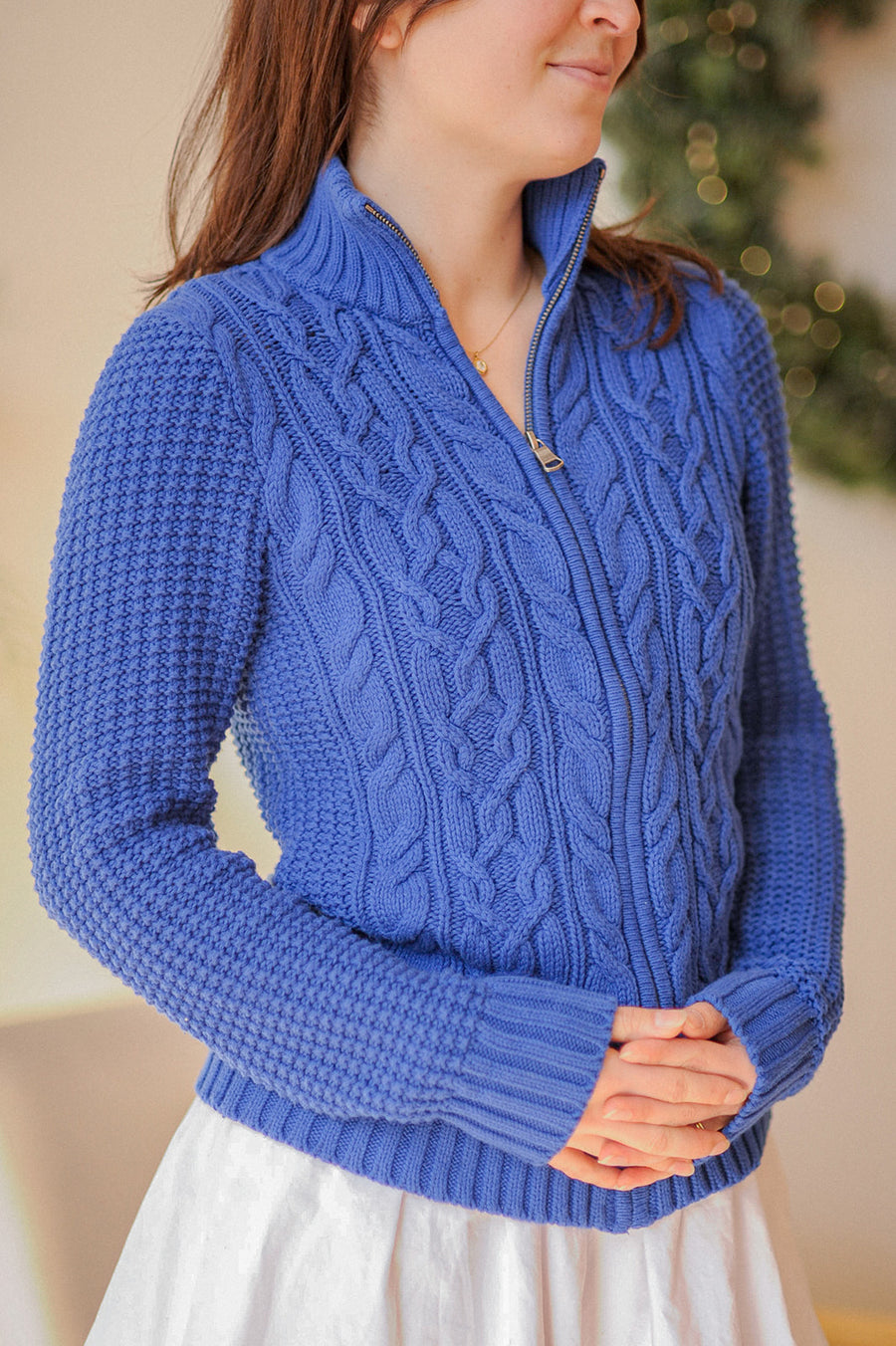 Ralph Layren Blue Cableknit Zip Up