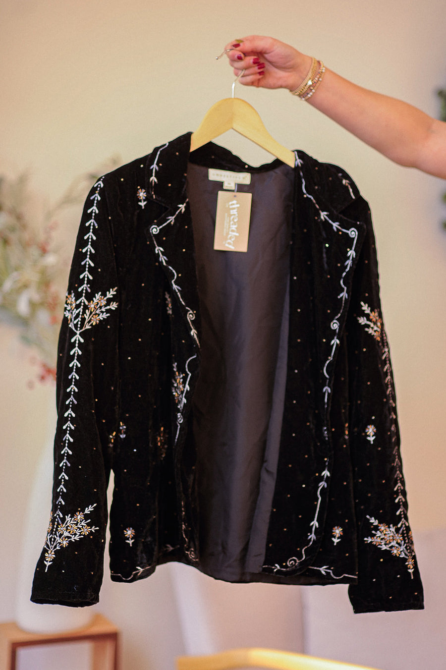 LoveStitch Black and Gold Embroidered Jacket