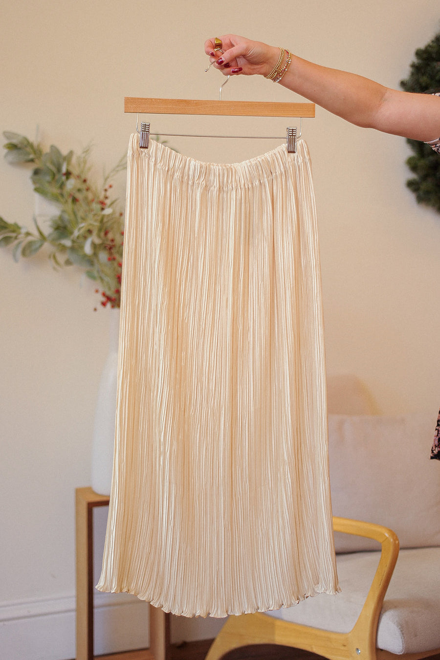 George F. Couture Yellow Pleated Skirt