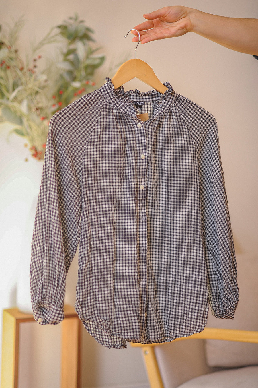 J. Crew B&W Checkered Long Sleeve