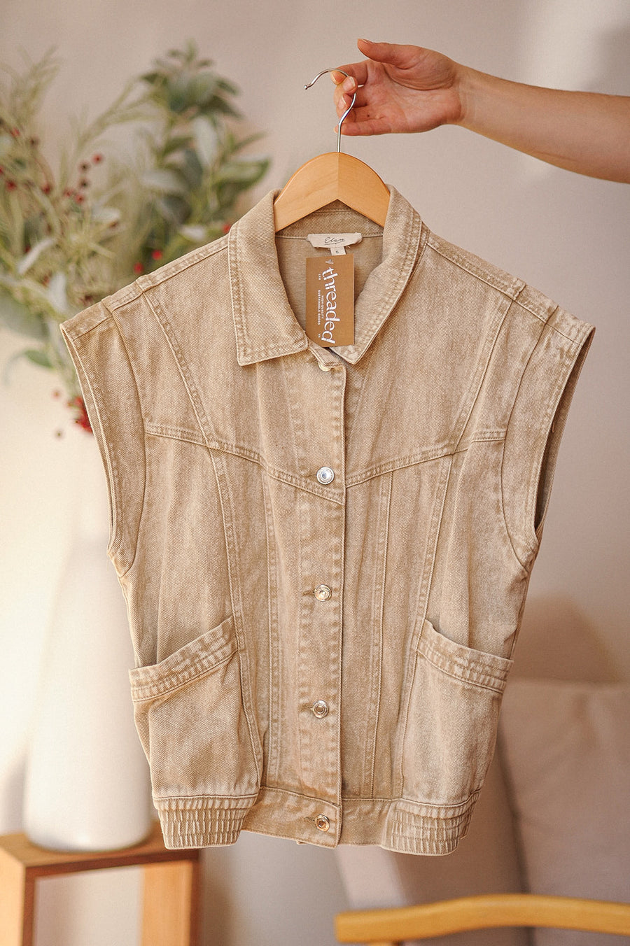 Elan Tan Denim Vest (retails 128)