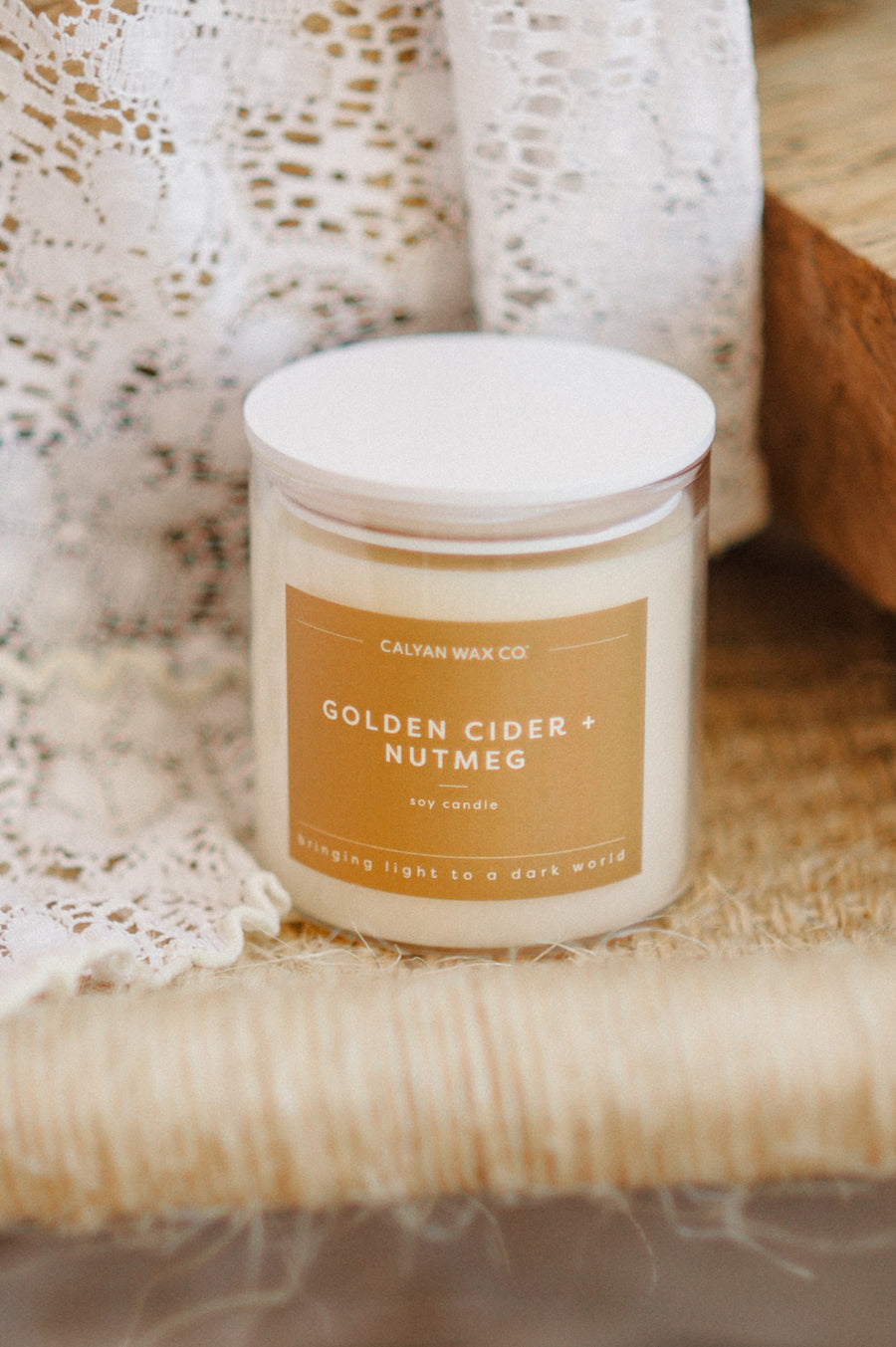 Golden Cider + Nutmeg - Clear Glass Tumbler Soy Candle