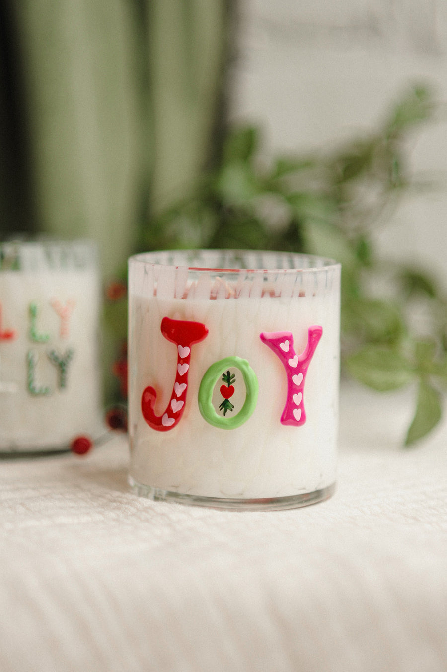 Joy Holiday Confetti Icon Candle