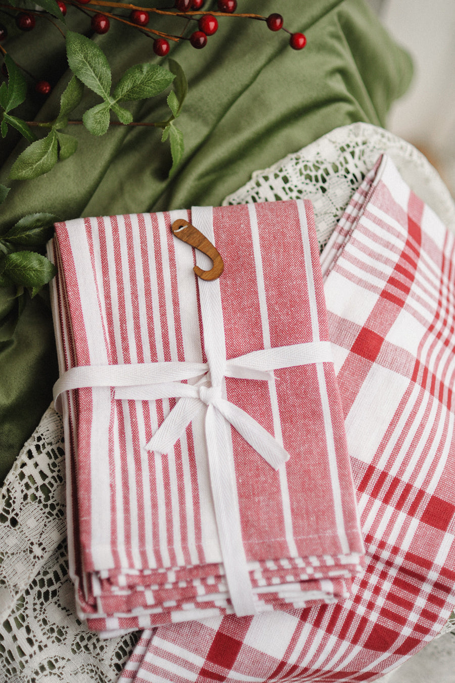 Red Jumbo Dishtowels Set of 3