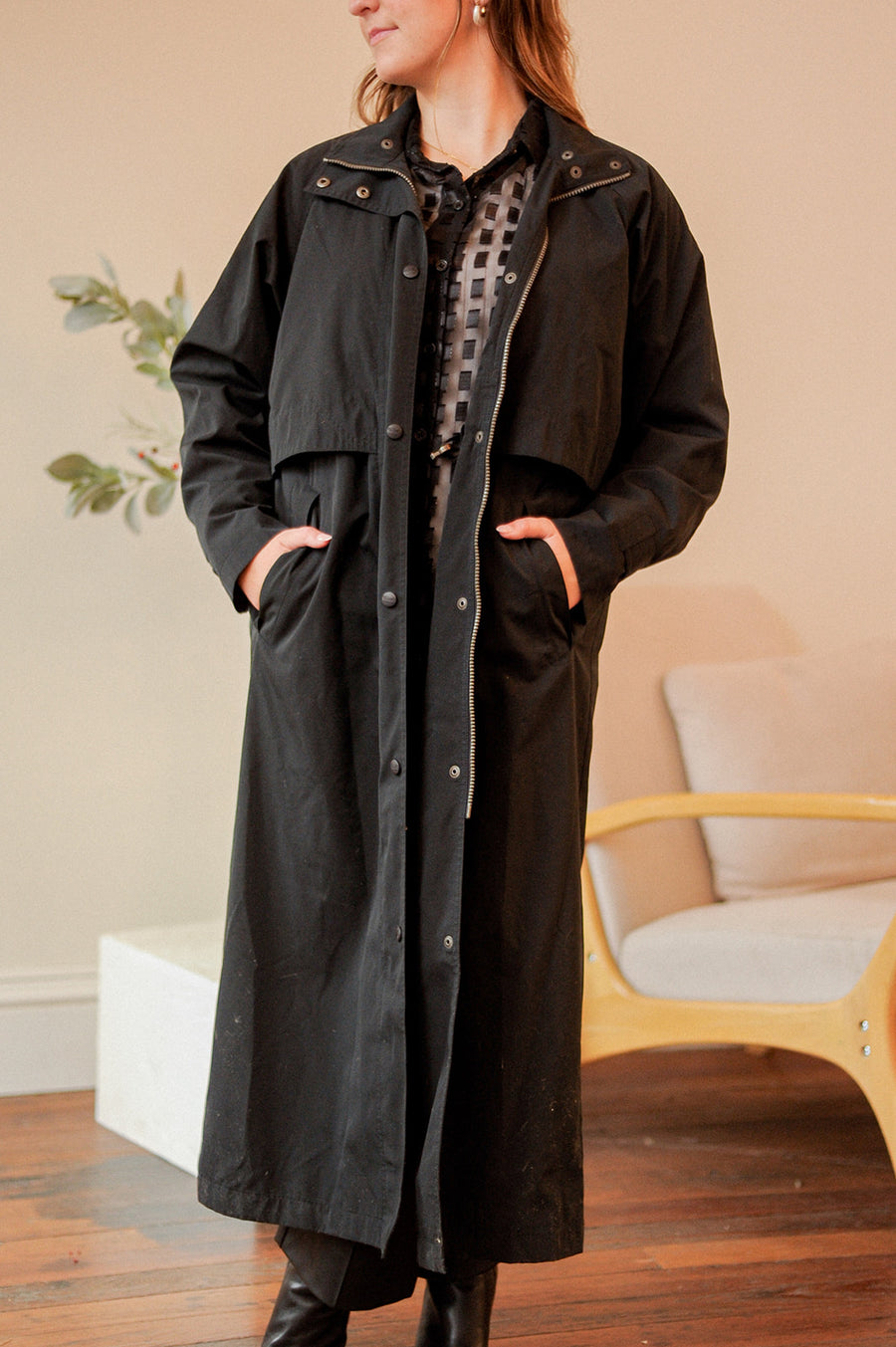 LL Bean Black Trench