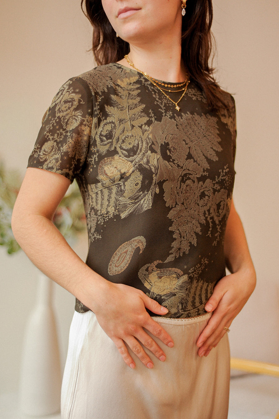 Plaza South Green Sheer Button Up