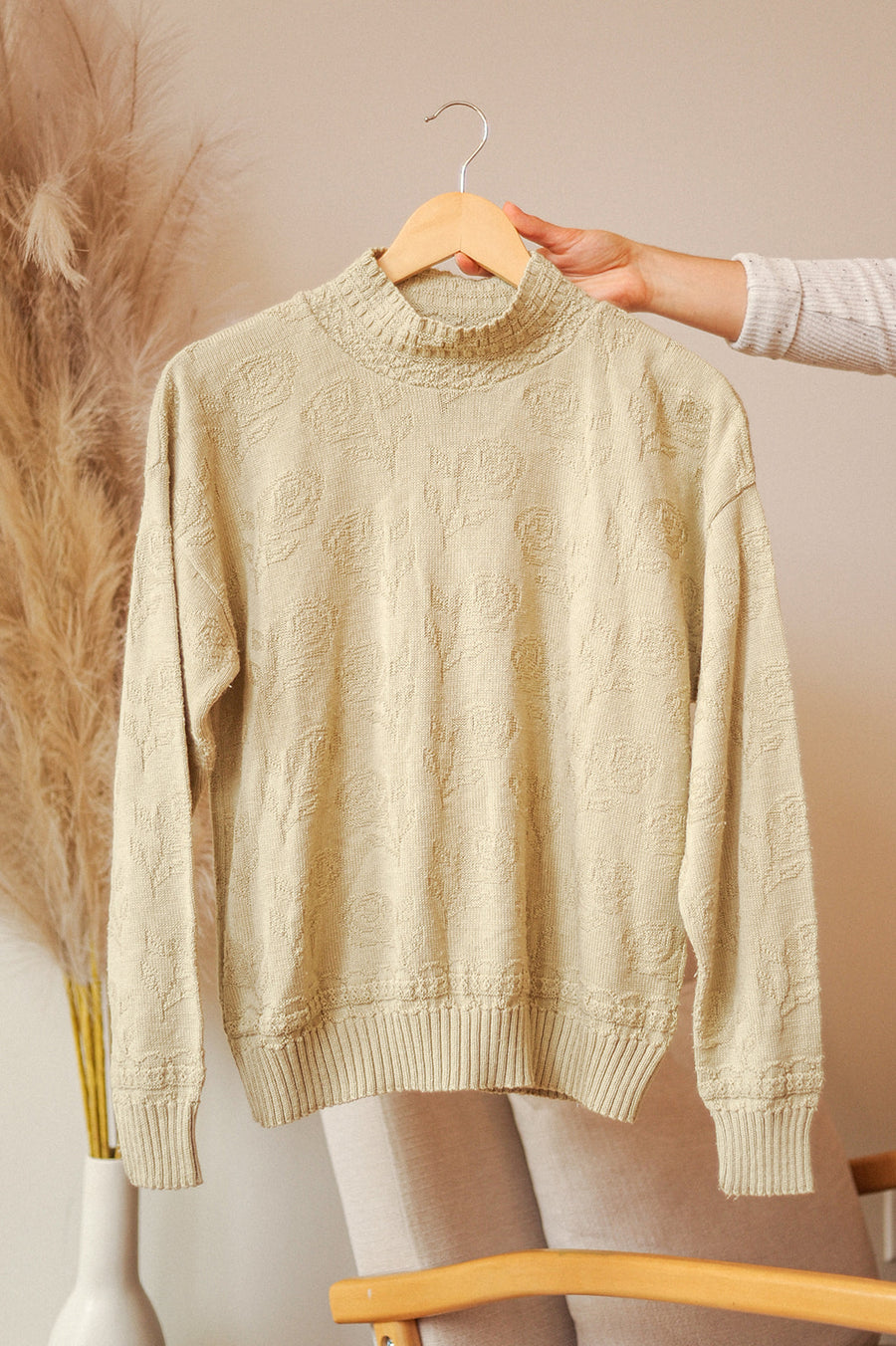 Kenneth Too! Vintage Green Rose Sweater