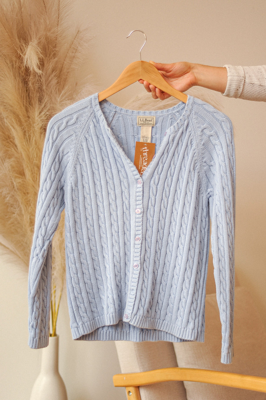 Vintage L.L. Bean Blue Cable Knit Cardigan