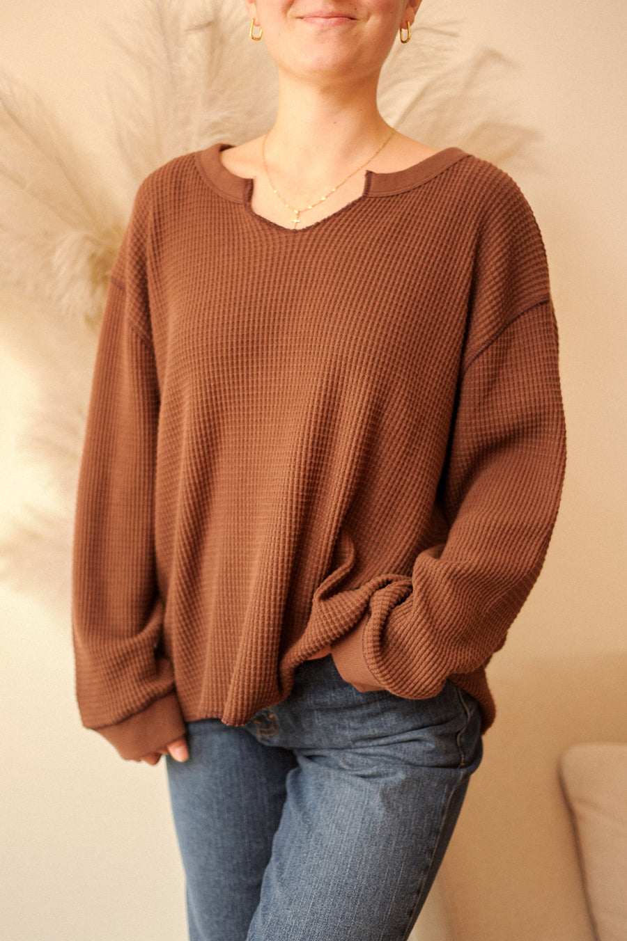 Madewell Brown Waffle Knit Sweater