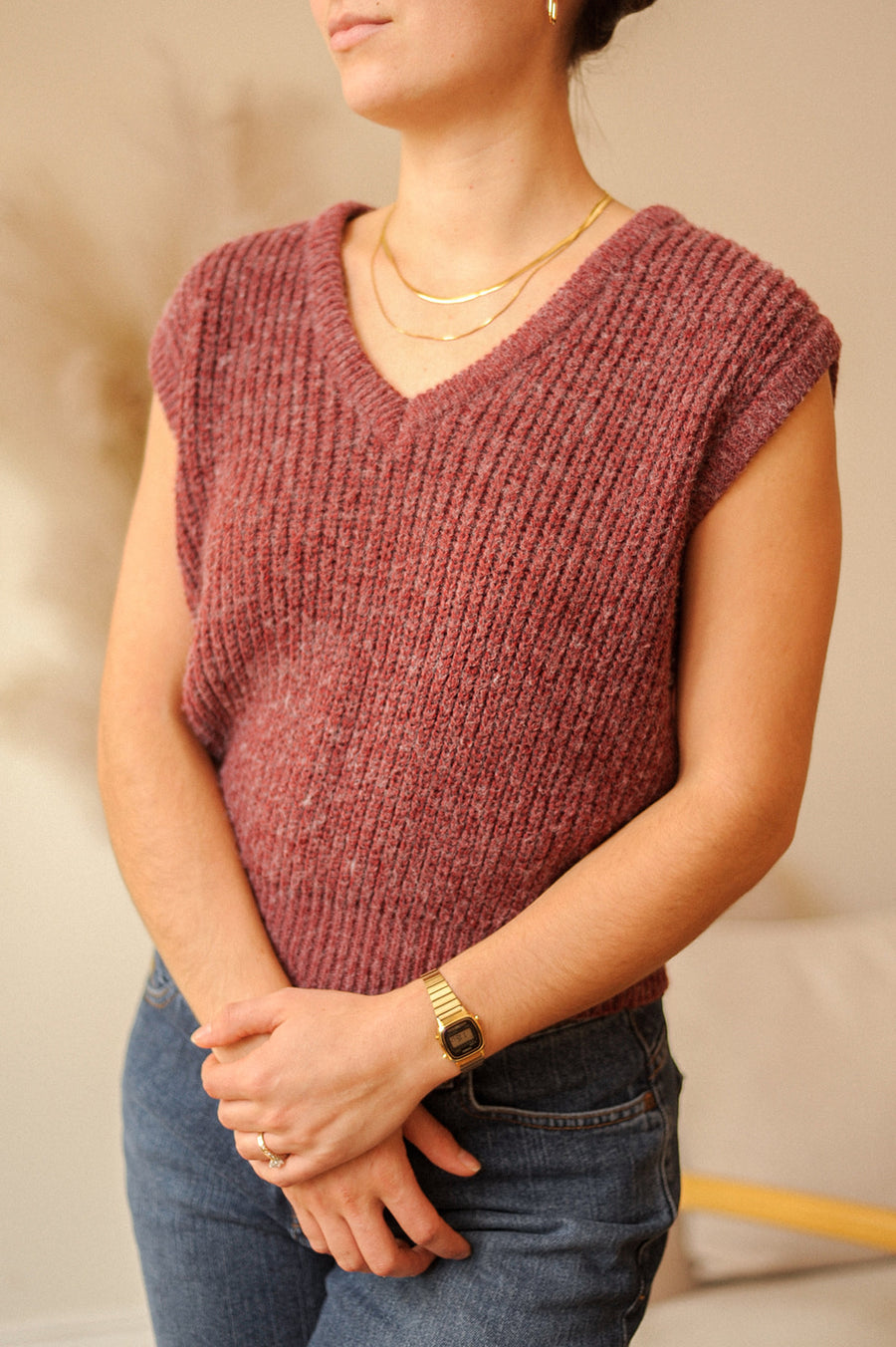 Present Tense Red Sweater Vest