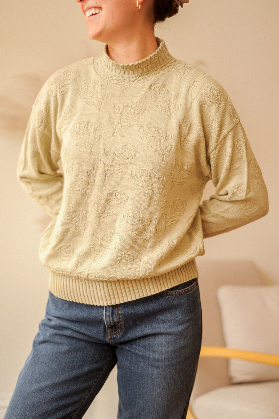 Kenneth Too! Vintage Green Rose Sweater
