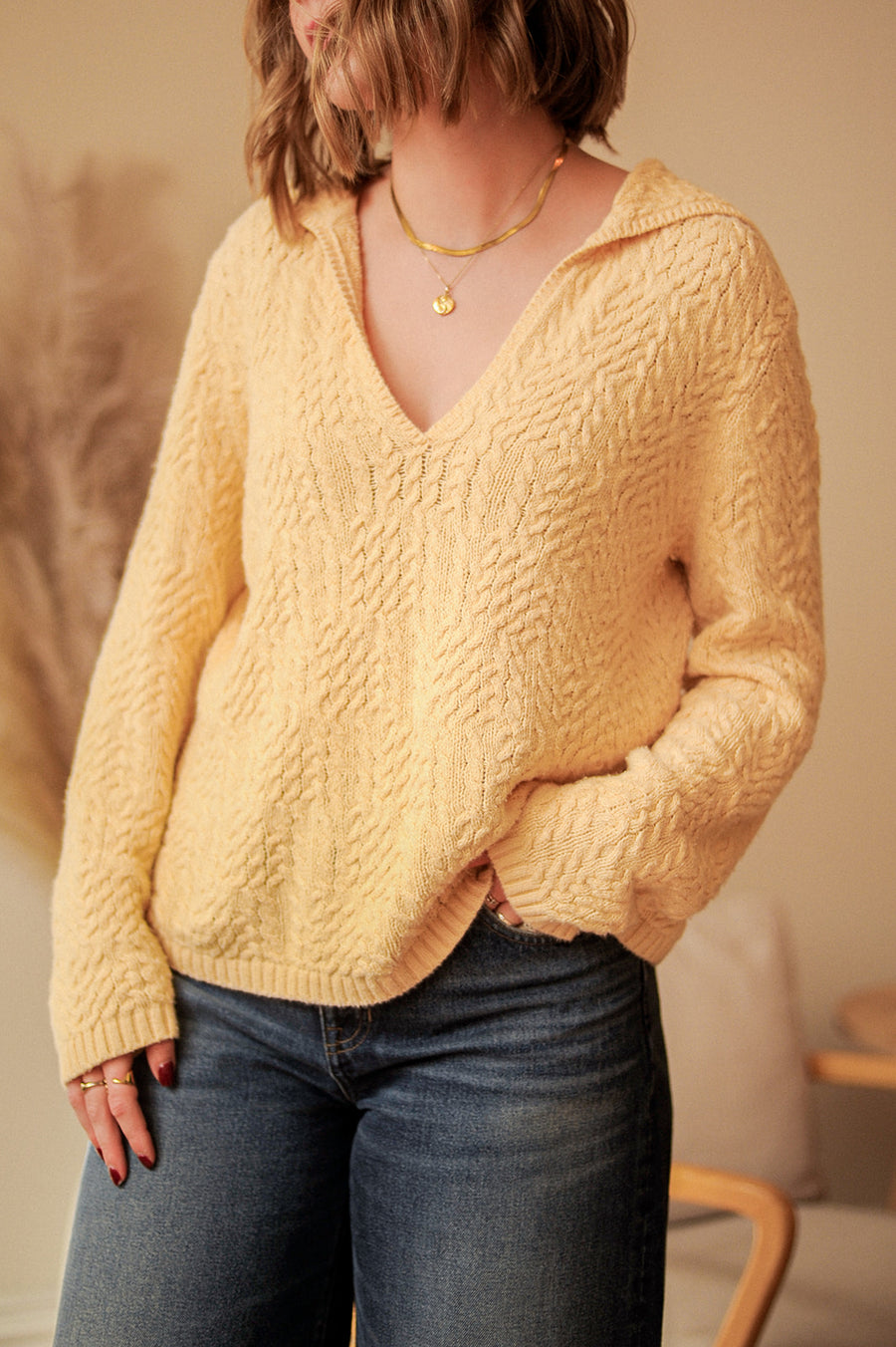 Talbots Yelow Collared Knit Sweater