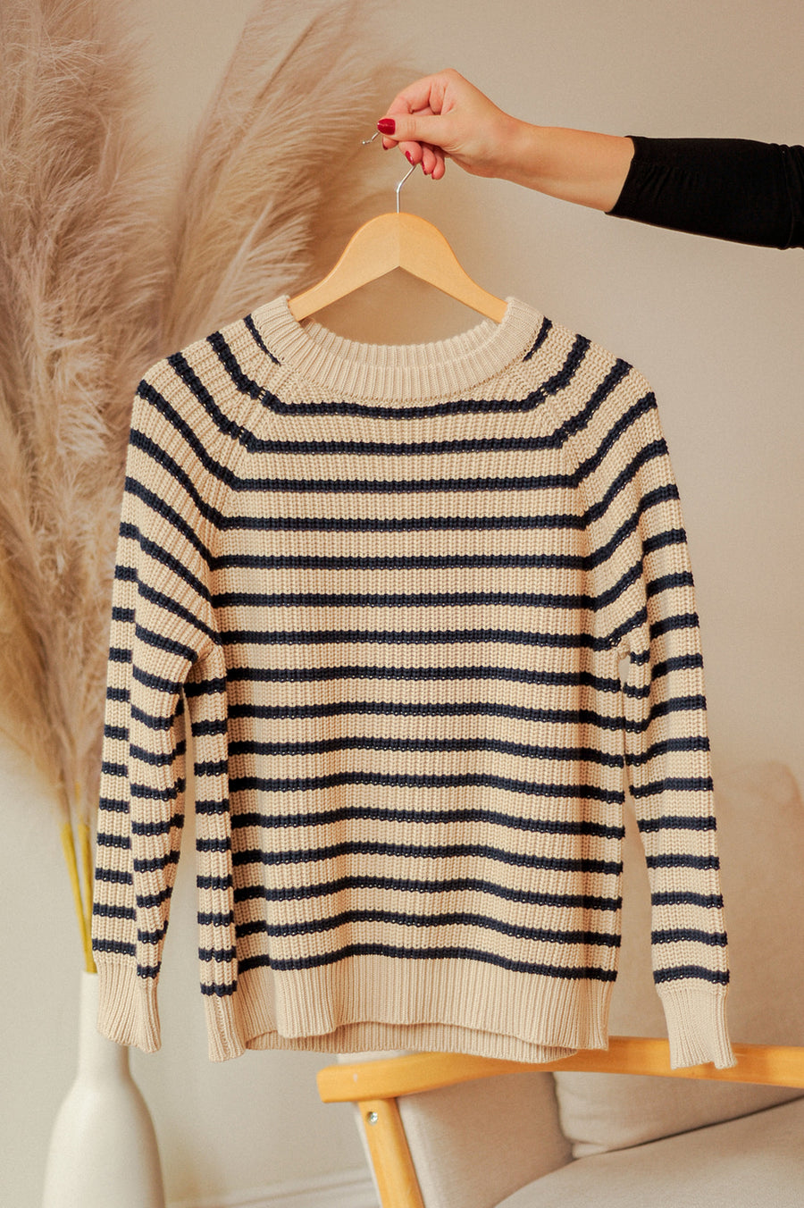 New With Tags Demylee New York Navy and Tan Striped Knit *Retails 220*