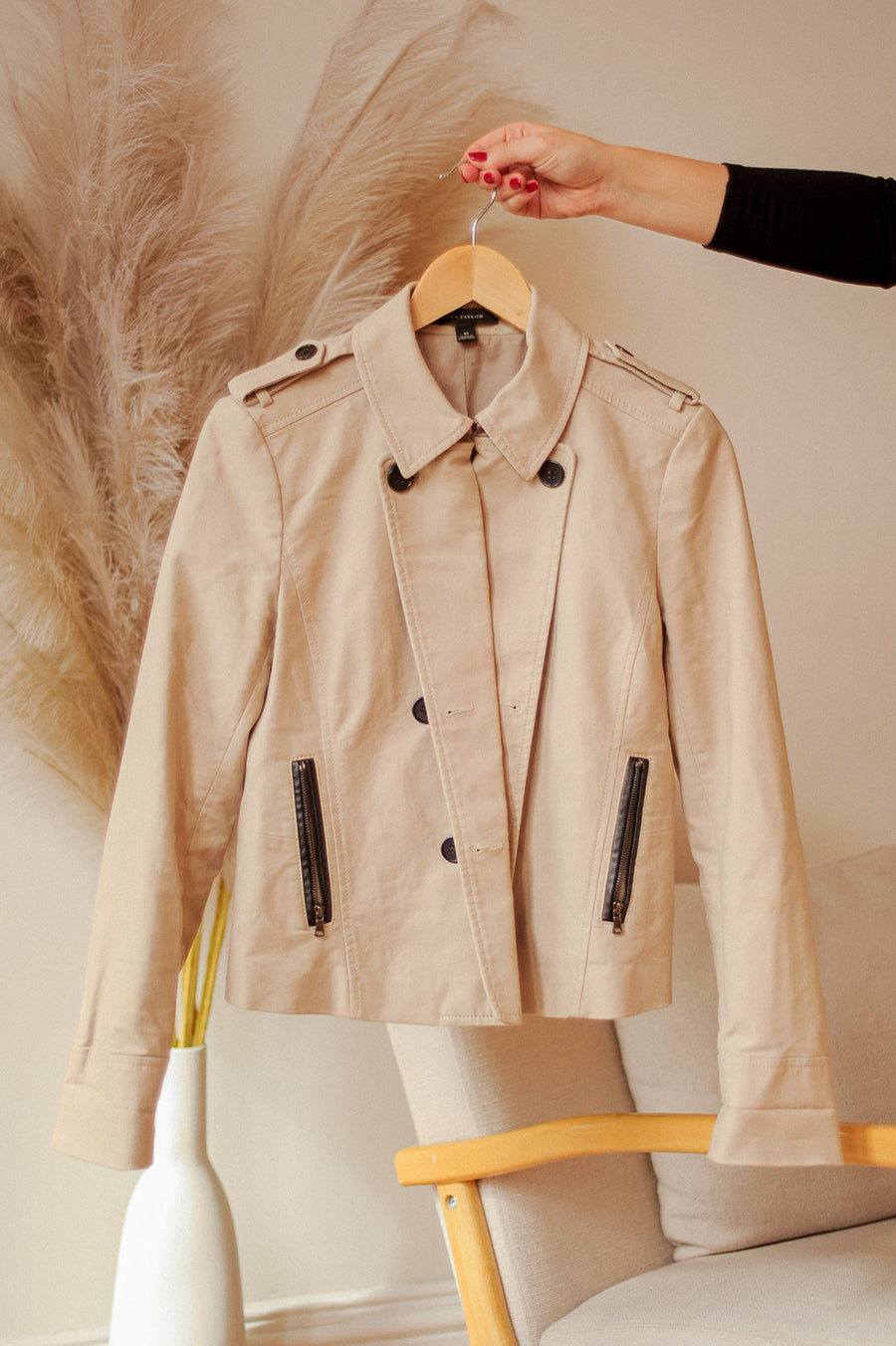 Ann Taylor Cropped Tan Trench